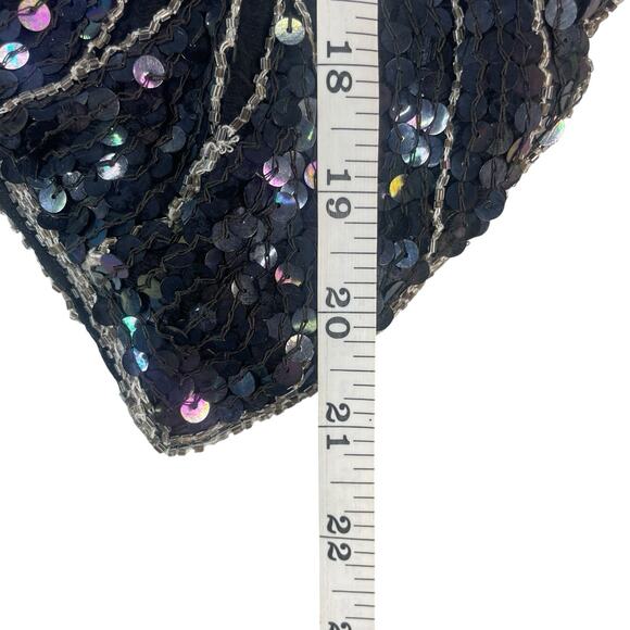VTG SHE Sequin Beaded Butterfly Top Womens OS 70's Disco Retro Glam Silk Rayon - Picture 12 of 14